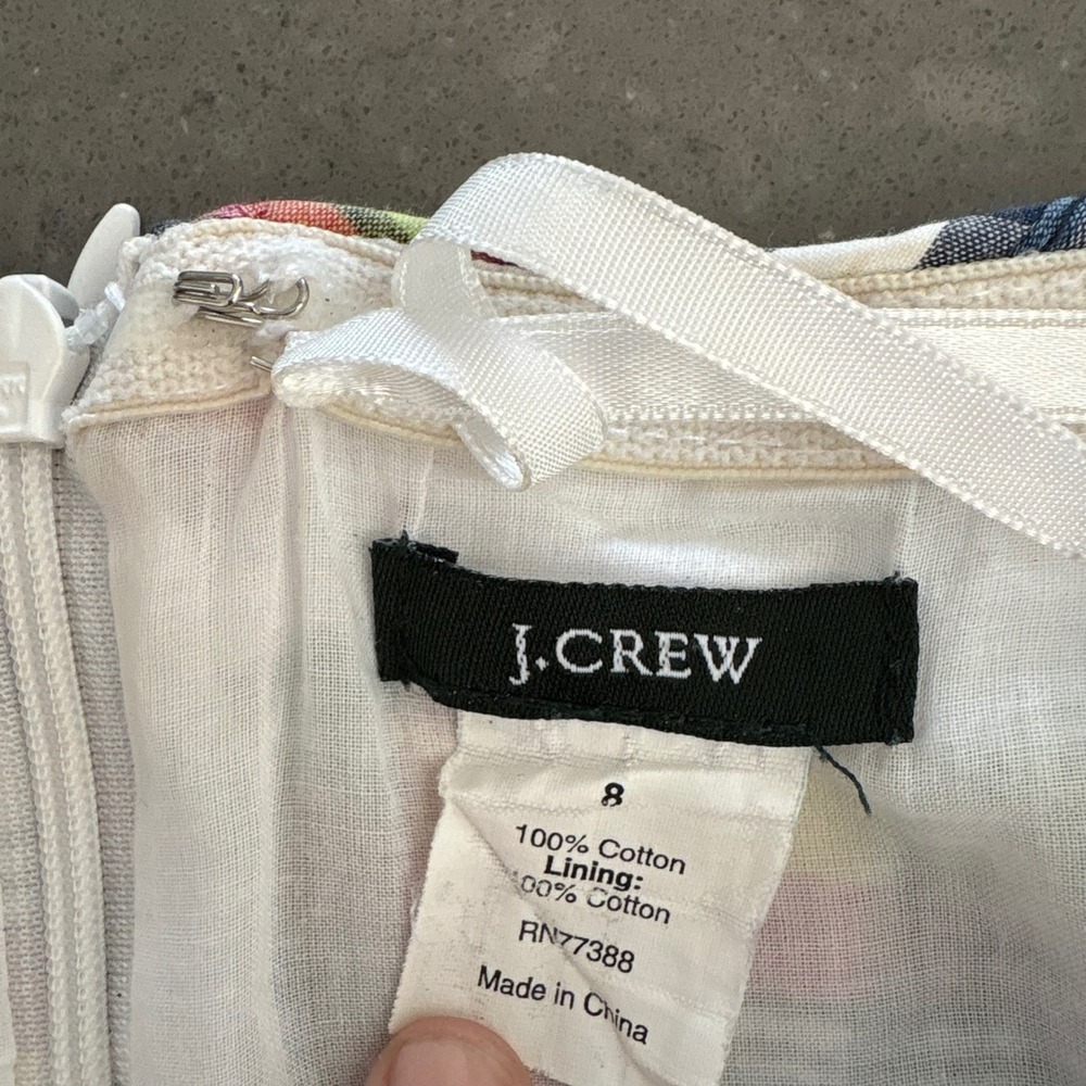J. Crew Women Madras Midi Dress Strapless Fit Flare Patchwork Preppy Y2K Wmn 8 - Picture 5 of 11